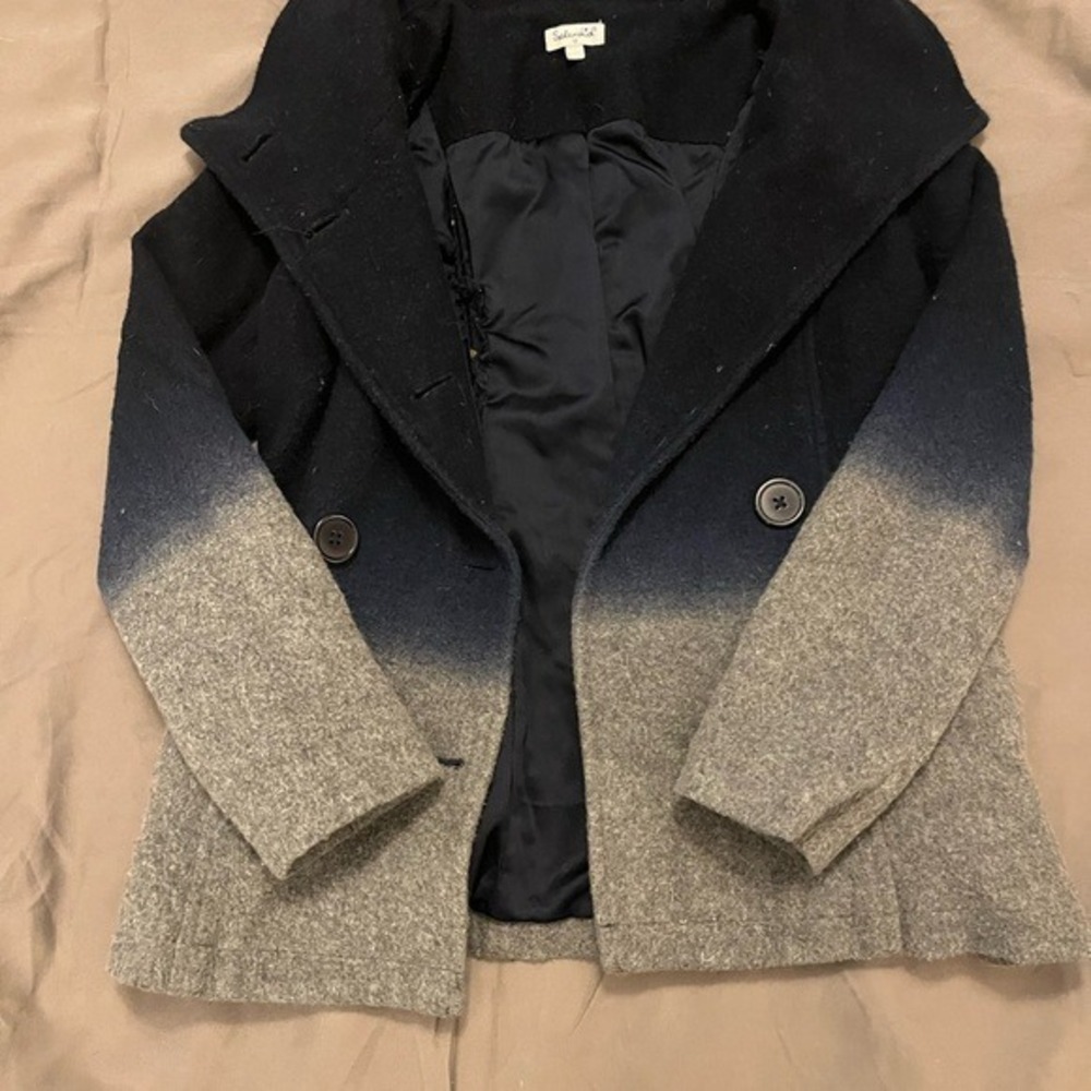 Splendid Kids Navy Blue Grey Ombre Wool Blend Double Breasted Pea Coat Size‎ 10